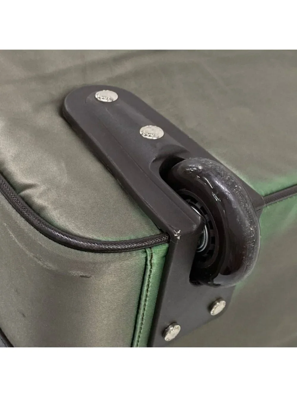 Prada Travel Bag Khaki Dark Brown Diamond No Lock Leather